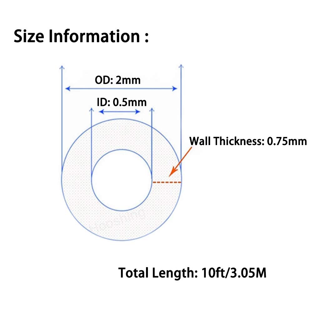 Tube Tuyau SOURCING MAP 1Pcs 5mm ID X 6mm OD X 1,5m PTFE Haute Température Isolant