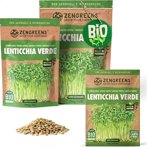 ZenGreens® - Semi di lenticchia verde biologico - Scegli tra 10g, 200g e 500g - Germogli di lenticchia verde - Germinazione superiore al 97% - Microgreens