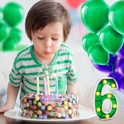 LED Number Lights Cartoon Themed Birthday Decorations LED Light Up Number Centerpieces Table Decoration for Party Supplies Backdrop Wall Decor for Birthday Party Decorations (Number 6)