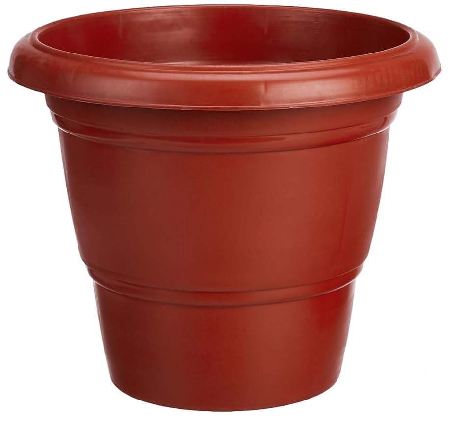 Round Plant Pot 12 Inch | Large Plastic Flower Pot | Indoor Outdoor Garden Planter | Durable Nursery Pot | Balcony, Terrace, Patio & Home Decor | Brown-image-20