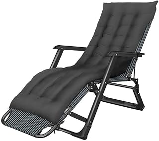 GGZONE Cadeiras de tarefa, cadeiras reclináveis de pátio de grandes dimensões com almofadas para pessoas pesadas, dobrável ao ar livre deck de praia gramado cadeira portátil, suporte 200kg (cor: azul) (preto) belo cenário