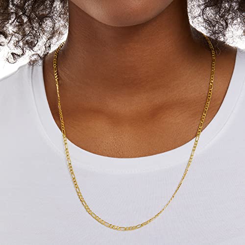 Amazon Essentials 14k Gold or Sterling Silver Plated Figaro Chain 16", 18", 20", or 24"2