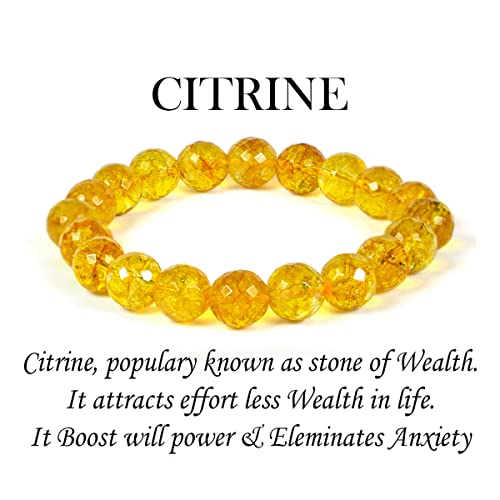 Image of Certified Natural Crystal Stone Diamond Cut /Faceted 10 mm Beads Bracelet for Men & Women | Reiki Charged Gemstone Jewellery | Multiple Stone Variants Available
