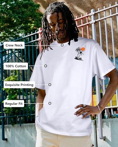 Men's Shirts Graphic Tees - Cotton Short Sleeve Mens T-Shirt Crewneck Design Funny Novelty Tee for Adult Male2