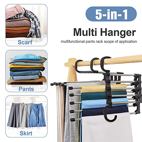 Gruccia Pantaloni, 4Pcs Appendini Salvaspazio Armadio, Antiscivolo Appendiabiti per Pantaloni Magici, Porta Pantaloni per Armadio,Gruccia Appendiabiti, Gruccia Pantaloni (Nero) - Image 3