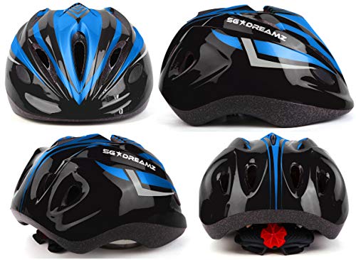 Kids Bike Helmet for Bicycle Cycling, Skateboard, Scooter – Adjustable Harness from Age 3 to 7 for Head Size 19.6-22 inch - Durable Toddler Kid Bicycle Helmets Boys and Girls Will Love(Black Blue)