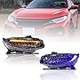 RXC LED Headlights Head Lamps Assembly for 2016-2021 Honda Civic 10th Gen With white driving lights,Blue welcome light and Sequential Turn Signal（Fit Sedan / Coupe / Hatchback/Type R）