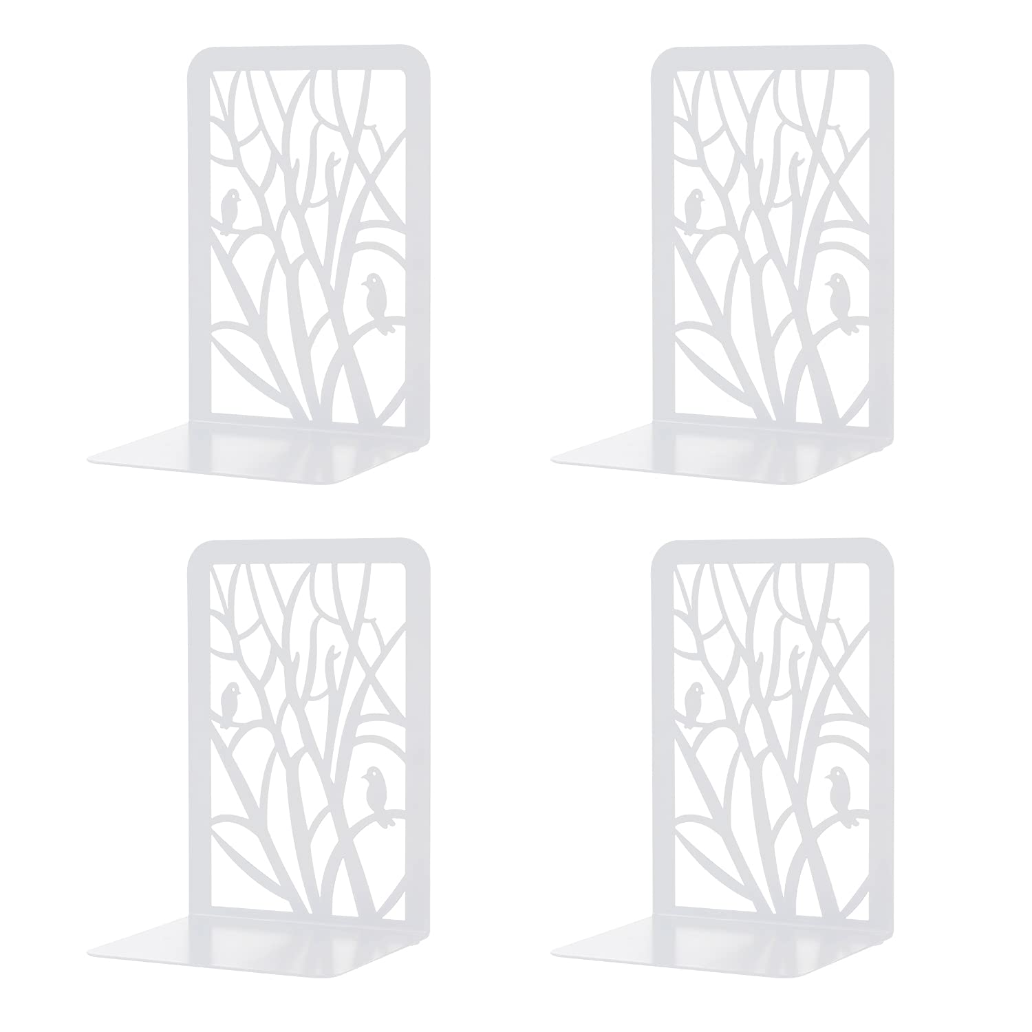 MSDADA 2 Pares de Sujetalibros de Metal para Niños, Caja Organizadora de DVD Estantería Invisible, Oficina, Escuela, Decoración del Hogar, Regalo del día del Niño (Blanco)