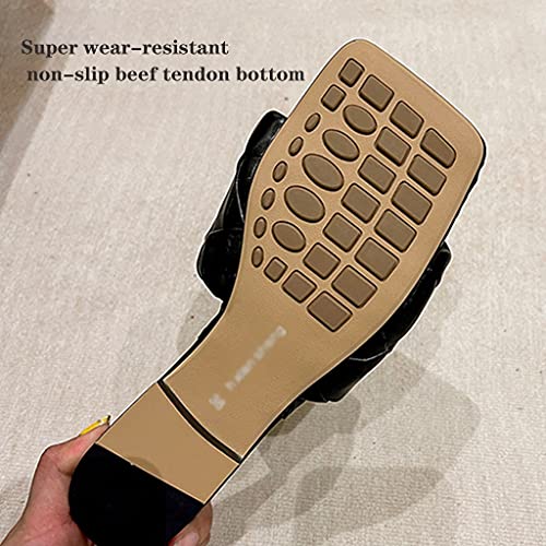 MTFBQ Square Sandals for Women Women's Square Toe Sandals Women Summer Sandals Slippers Open Weave Flats Slip On Cute Sandals for Women Casual Summer Vacation Essentials (Color : White, Size : EUR39)4