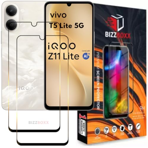 Image of Screen Guard For iQOO Z11 Lite | T5 Lite 5G Tempered Glass Screen Protector Guard - HD Clarity, Anti-Fingerprint Temper Guard (T5 Lite /Z11 Lite - 6.74 Inch) With Installation Kit - Pack of 2