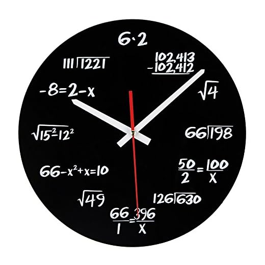 Reloj de matemáticas, reloj de pared único, reloj de pared diseño moderno, reloj de ecuaciones matemáticas - Cada hora marcada por una ecuación matemática simple.
