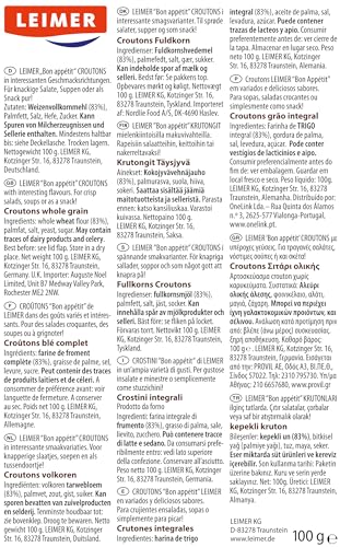 LEIMER Croutons Vollkorn 100 g - Hergestellt aus vollem Korn des Weizens, herzhaft-rustikal - Kräftiger Vollkorngeschmack - Vegan (1 x 100g)