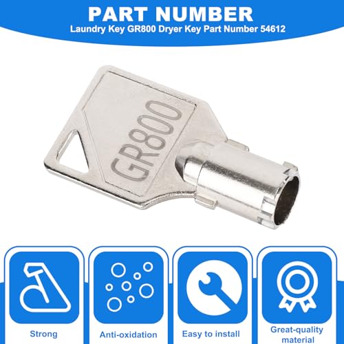 Image of GR800 Washer Key Compatible with Speed Queen Dryer Washing Machine Lock, 54612 Commercial Coin Op Service Door Key for Washing Machine