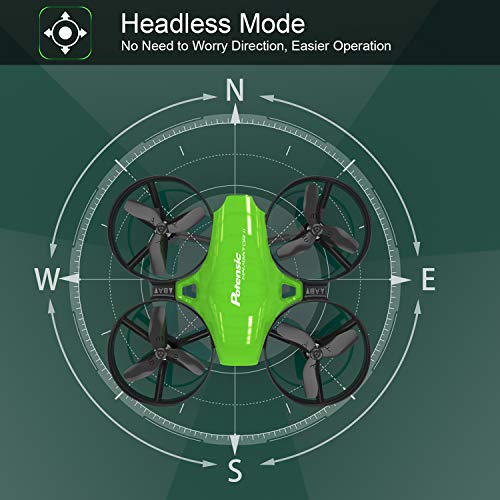 Potensic Upgraded A20 Mini Drone Easy to Fly Even to Kids and Beginners, RC Helicopter Quadcopter with Auto Hovering, Headless Mode, Extra Batteries and Remote Control-Green