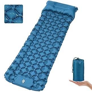 Nhowin self inflating camping mat 9cm portable ultralight inflatable sleeping mat folding camping mattress with pillow waterproof connectable double camping air bed for camping hiking backpacking