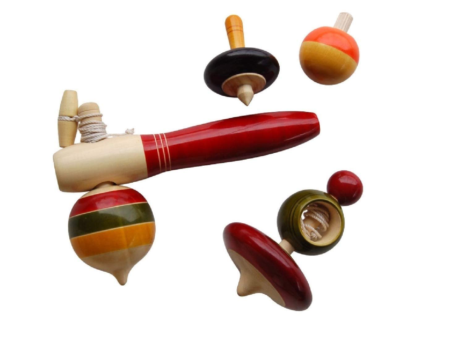 Wooden Toys daimasu Wooden Assorted Tops- Multi Color