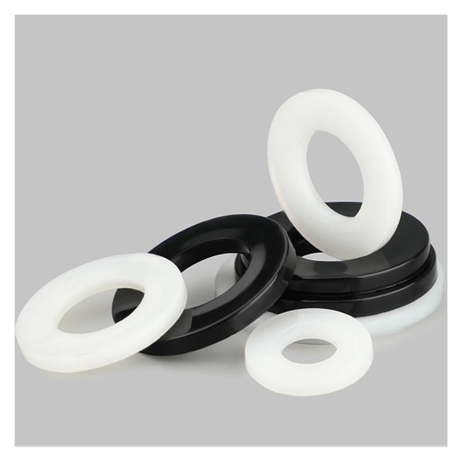 Arandela plana Arandela plana de nailon M2-M18, Kit surtido de 110/215 Uds., caja de paquete de aislamiento de junta de anillo espaciador aislante de plástico blanco y negro(White M2-M18)