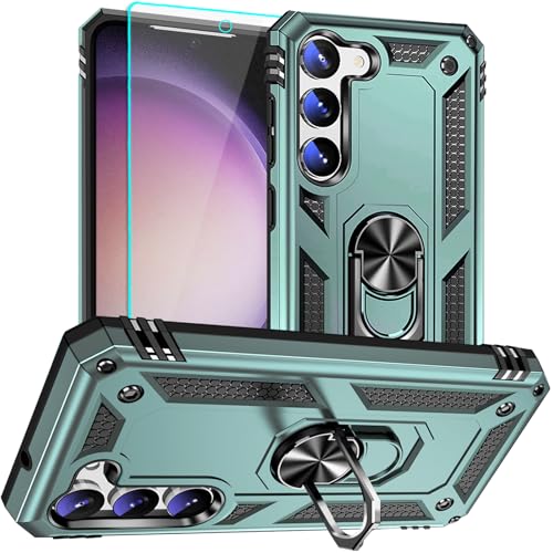 Coque Samsung S23 vert foncé antichoc avec protège-écran HD intégré