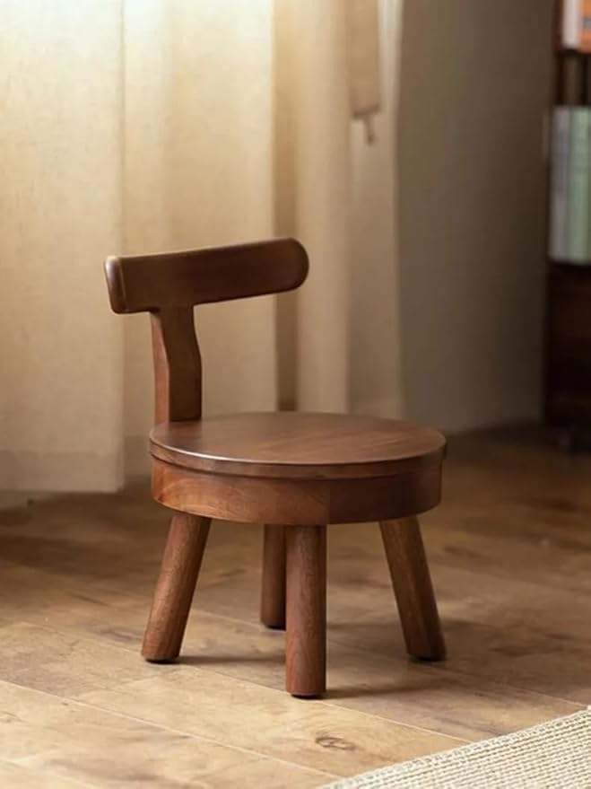Deligno Mart Wooden Wooden Revolving Chair with Backrest, Round Seat, 4-Legged Design, Kids Chair,Solid Wood, Sturdy Low Stool for Toddlers, Children’s Playroom, Nursery & Living Room-image-36