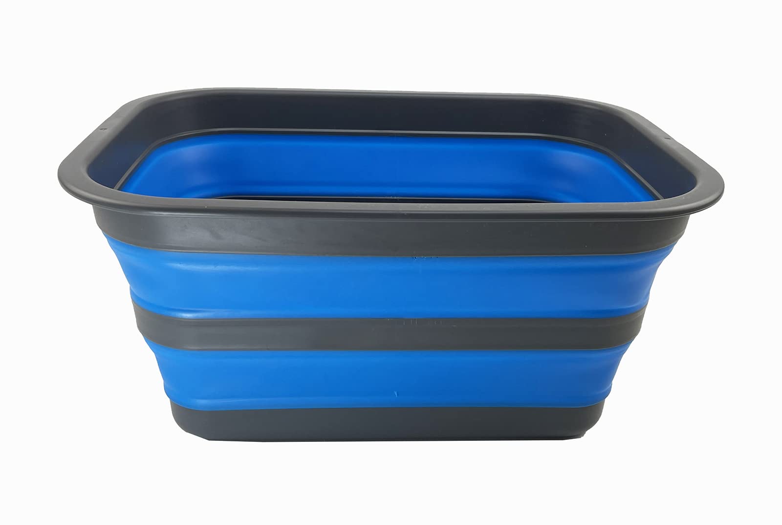 SAMMART12L (3.17Gallon) Collapsible Tub - Portable Outdoor Picnic Tray - Portable Washing Basin - Space Saving Plastic Washtub (Grey/Blue)