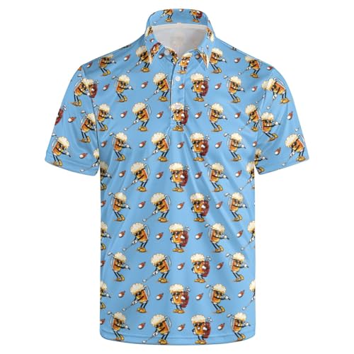 Polo clásico para golf para hombre con mangas cortas, cómodo y ligero, con cuello clásico y botonera para golf y uso casual
