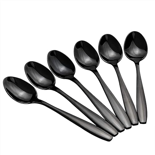 Miniatura 7 de 12 cucharaditas negras, cucharas pequeñas de acero inoxidable