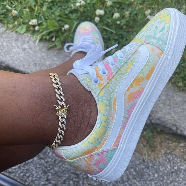 Image of Cuban Link Anklets for Women Plus Size Large Ankle Bracelets Gold Silver Rhinestone Diamond Bling Anklets Women 9 10 inch