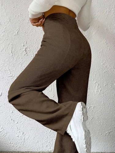 Image of Women's Wide Leg Bottomwear with Pocket || Corduroy Mid Rise Loose & Relaxed Fit Casual Korean Baggy Trousers for Woman Elegant Workwear for Office, College & Events