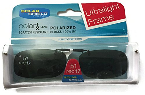 Solar Shield 51 Rec 17 Ultra Light Frame Gray Polarized Clip on Sunglasses size