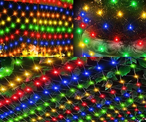 Image of Copper Led Net Mesh String Lights,9.8FtX6.6Ft,192 Leds,8 Modes Diwali Decor With Diwali Lights For Home Decoration! Led Diwali Light,Led Lights For Home Decoration(3X2 Net Multicolor),1 Meter