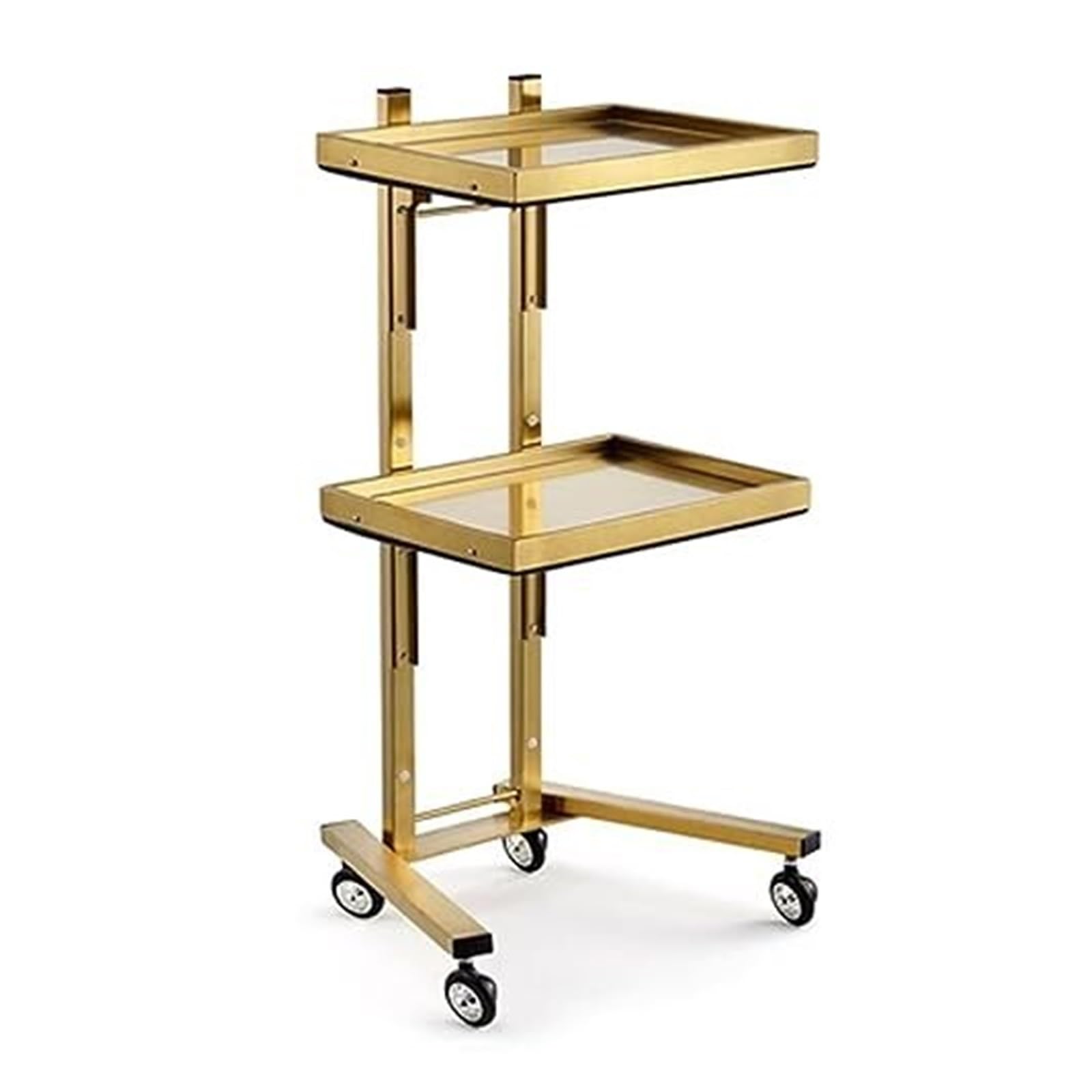 LJYKBFL Collapsible Stainless Steel Utility Cart on Wheels, Foldable Rolling Storage Stand for Salon, Medical, Tattoo