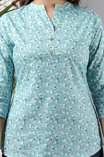 Image of Women's Cotton Printed Kurta Top | 3 /4 Sleeve Straight Kurti Casual Outings