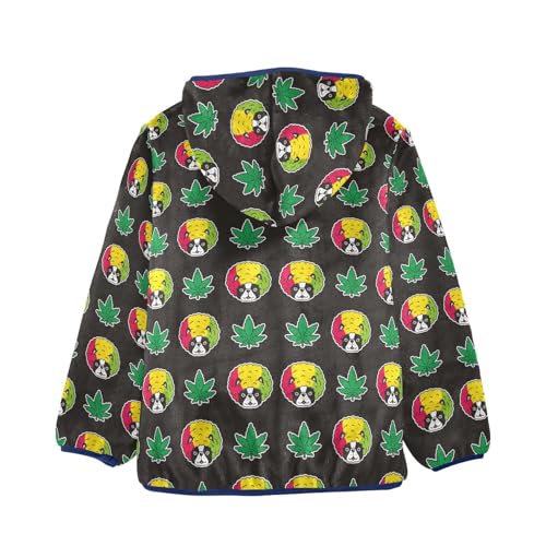 French Bulldog Afro Hair Girls Fleece Jacket Girls Fall Jacket Girls Zip Up Hoodie Girls Sherpa Jacket 2-10T2