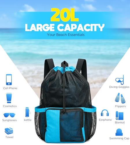 Mesh Swim Bag Drawstring Backpack bags for Swimmers Equipment Summer Essentials Mens and Women Beach Backpack - Image 5
