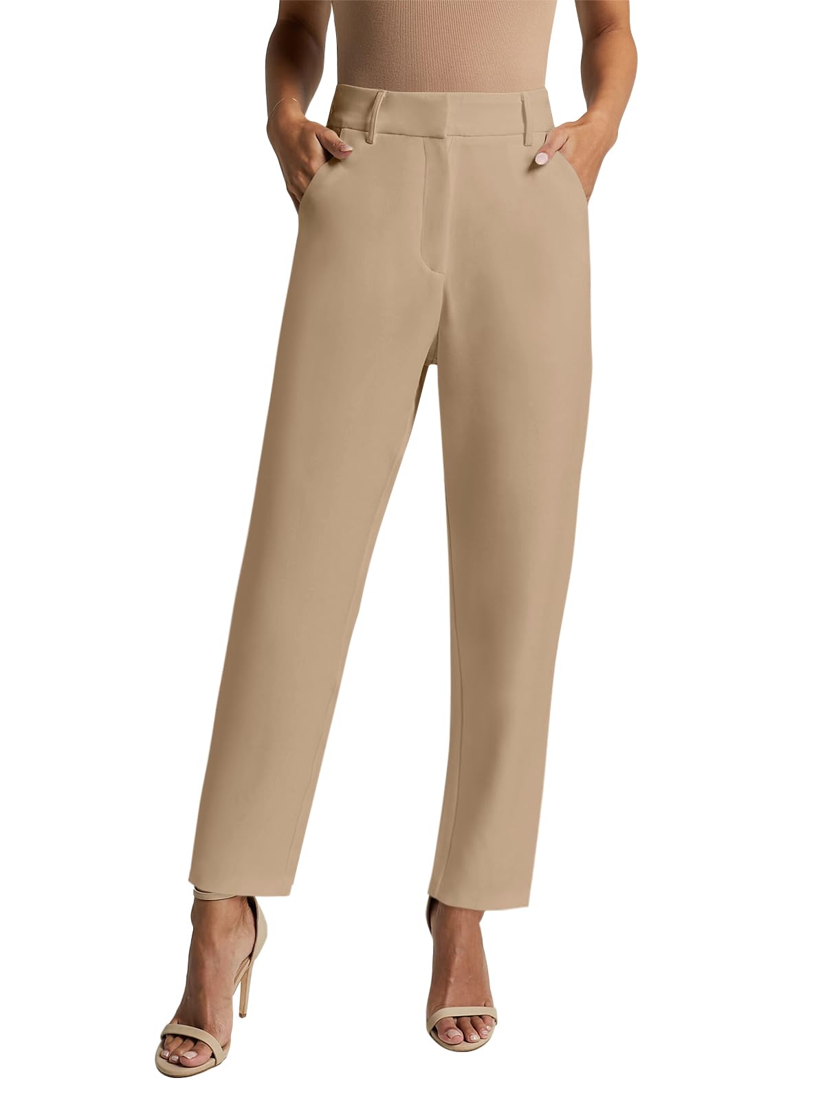 NIMIN Women High Waisted Dress Work Ankle Pants 26 28 30 Inseam Office Business Casual Trousers with Pockets