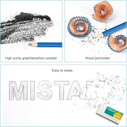 Image of Pieces Professional Drawing Pencils and Sketch Kit for Artist (12)