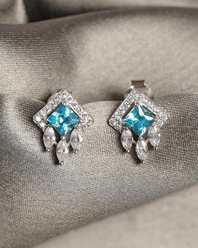 Image of CLARA 925 Sterling Silver Stud Earrings | Platinum Plated | Daily Wear |Gift for Women and Girls