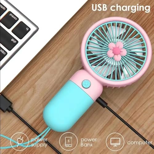 Image of CERLINK Portable Rechargeable Mini Hand Fan | 400mAh USB Handheld Small Fan with Heavy Backup | Silent Personal Pocket Cooling Fan for Travel, Office Desk, Makeup, Kitchen, and Kids (Multicolor)