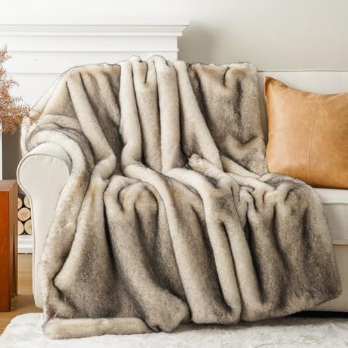 BATTILO HOME Luxury Fluffy Faux Fur Throw Blanket, Cozy Soft