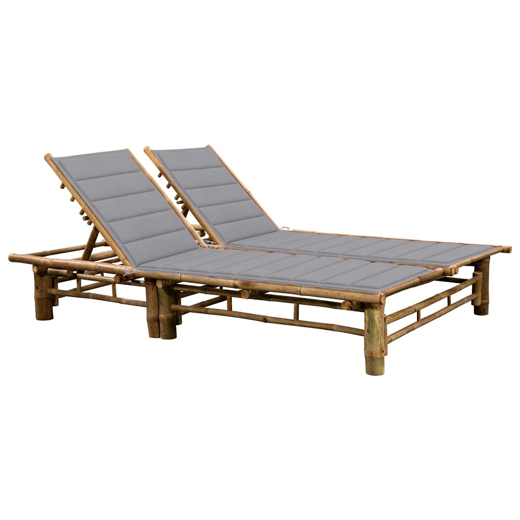 HXUHUWS 2-Person Sun Lounger with Cushions, Adjustable Backrests in 3 Positions, Durable Outdoor Seating, Gray Cushions