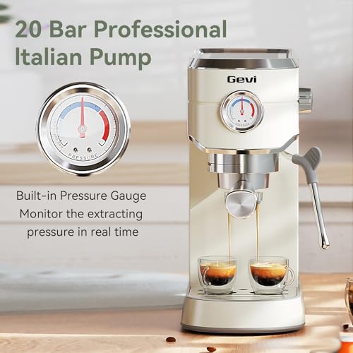 Image of Gevi Commercial Espresso and Coffee Makers, Professional Espresso Maker Latte Machine with Milk Frother, Stainless Steel Expresso Coffee Machines for Home, Compact Cappuccino Machine, Great Gift