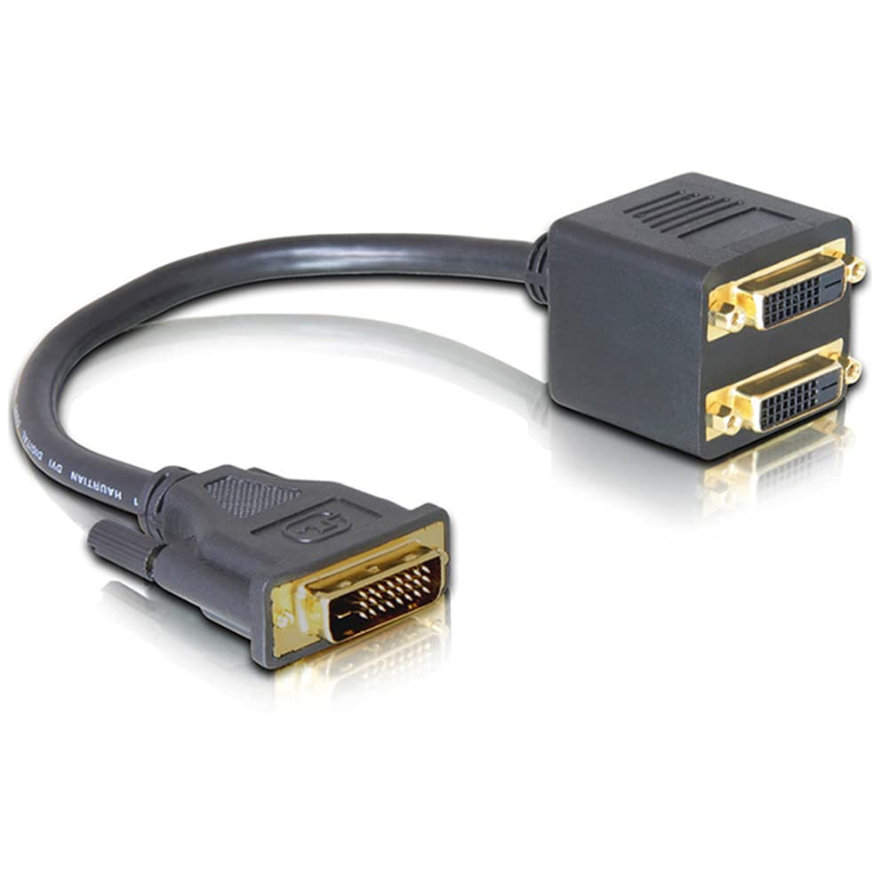 R12CS Cavo splitter DVI – 1 adattatore DVI-D maschio a 2 prese, supporto doppio monitor per porta, ideale per la configurazione a due monitor