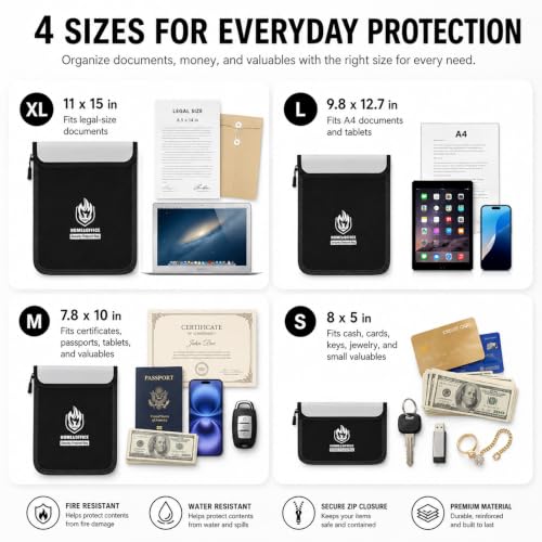 4 Pack Fireproof Document Bags