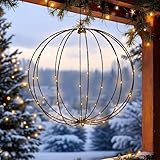 LED Leuchtkugel 38 cm zum Hängen für Außen batteriebetrieben - 90 LED - Garten Deko Lichterball extra warm weiß beleuchtet - Outdoor Dekoleuchte Kugelleuchte Weihnachten Advent Deko Beleuchtung
