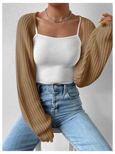 Image of Verdusa Women's Y2k Cropped Cardigan Sweaters Lightweight Knit Open Front Bolero Shrugs Spring Fall Outfits