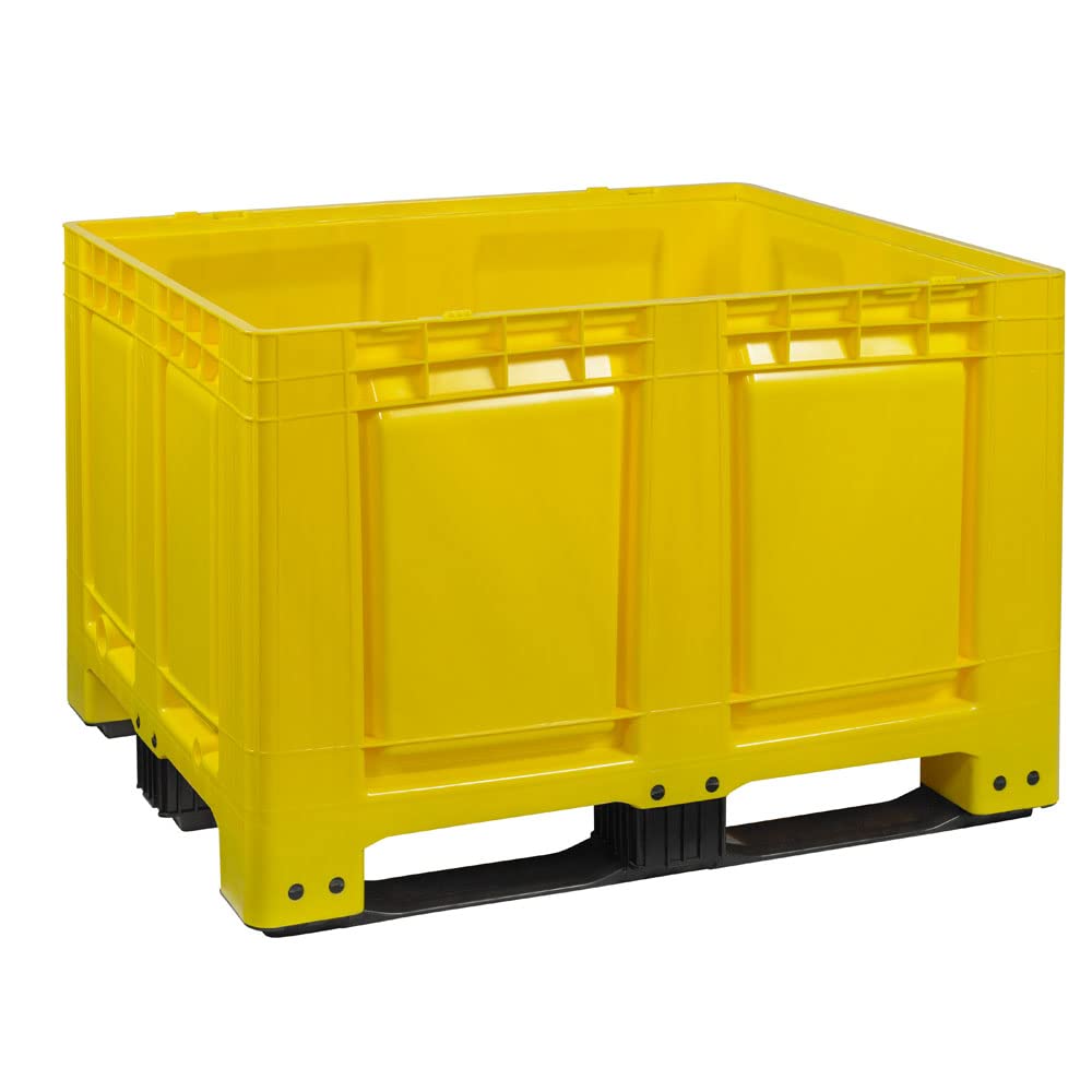 Logiplast Palettenbox mit Deckel LxBxH: 1200 x 1000 x 790 mm geschlossen mit 3 Kufen in gelb