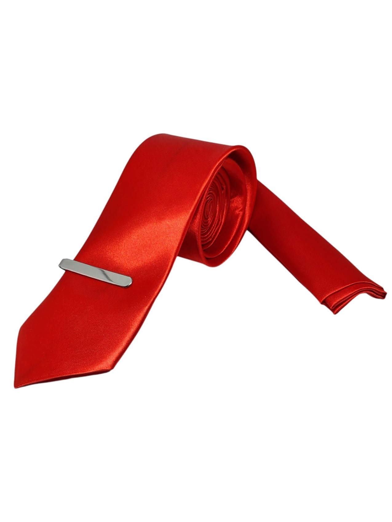 FashMade Italian Microfibre Tie & Pocket Square Combo with Silver Brass TiePin | 2.75 Inch Broad Tie | 10x10 inch Pocket Square TP-25-image-39