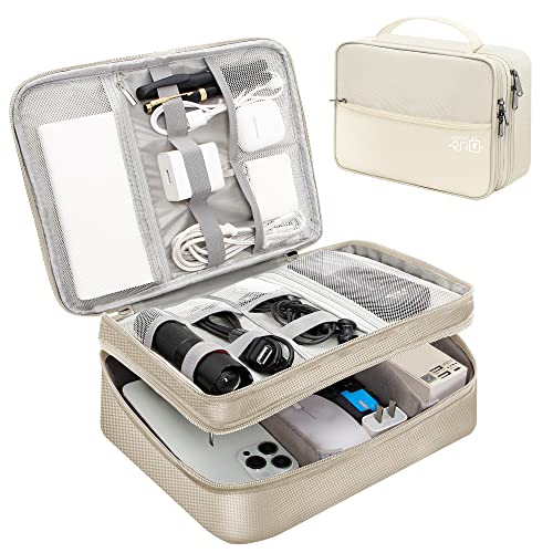 SELLYFELLY Electronics Travel Organizer, Double Layer Cable Organizer Bag Watreproof Electronics Accessories Storage Bag for Cord, Charger, Phone, Power Bank, Hard Drive