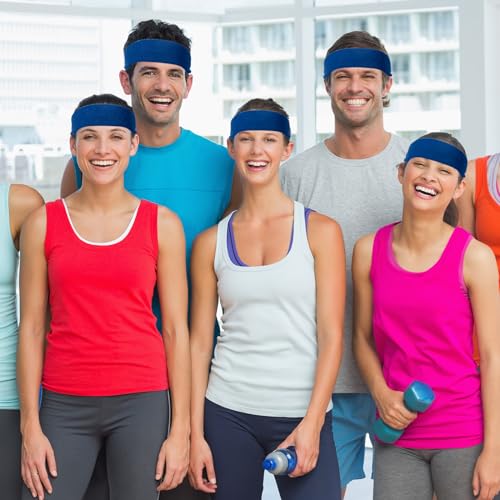 Image of Bememo 12 Pcs Sweatbands Sport Headbands for Men & Women Basketball Headband Sport Competitions Sweat Headbands Running Terry Cloth Moisture Wicking for Yoga,Tennis,Gym,Exercise