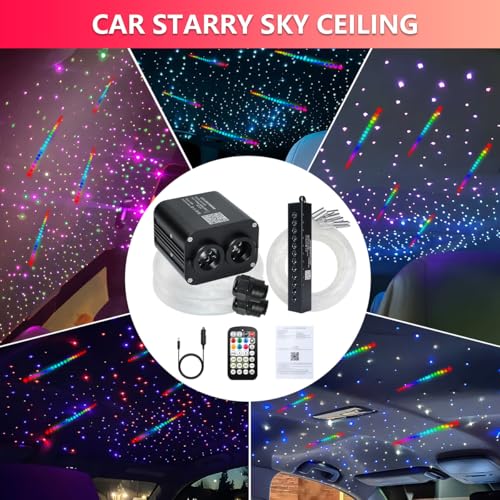 Image of Starlight Headliner Kit,Twinkle + Music Sync Dual Color Fiber Optic Star Ceiling Lights with APP Remote Control, RGBW Shooting Star Lights for Car /Home Ceiling Decor, 600pcs 9.8ft